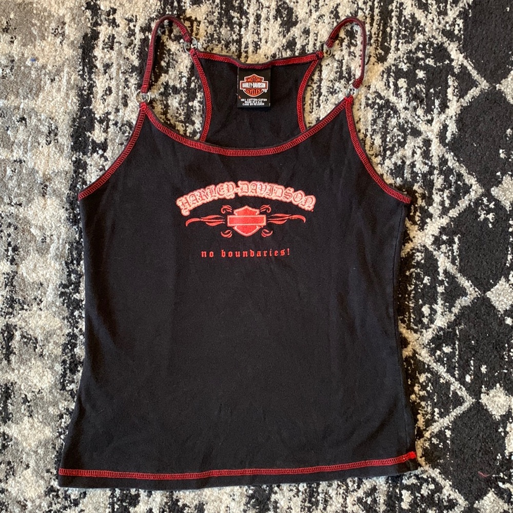Vintage 2006 Harley-Davidson glittery racer back tank “no boundaries” rare!